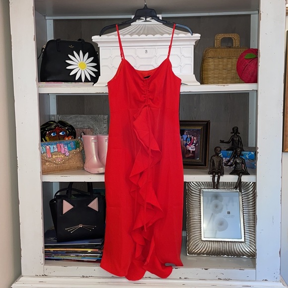 Endless Rose Revolve Ruffle Front Red Dress SZ M NWT - Picture 2 of 3